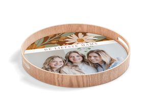 Rond dienblad bedrukken - Houtlook - 30 cm