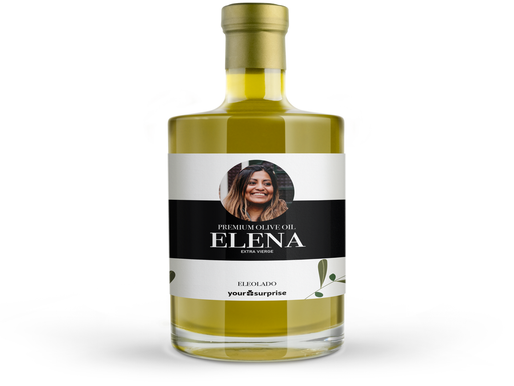 Olijfolie bedrukt met naam en foto