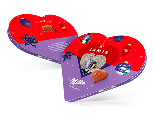 Kerst Milka hart met naam en foto