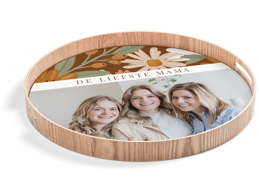 Rond dienblad bedrukt houtlook - 40 cm