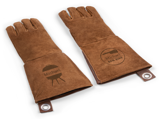 Leren BBQ handschoenen met naam - set van 2