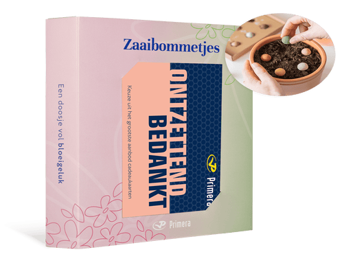 Zaaibommetjes met Ontzettend bedankt Primera Keuze Cadeaukaart